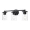 Z-Lite Thayer Vanity, 3-Light, 22.5 In.W x 5.75 In.L x 8.75 In.H, Matte Black/Clear 742-3V-MB - alternate 1